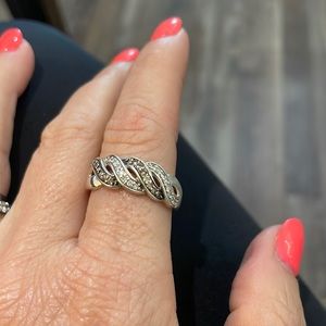 Sterling silver and Diamond Ring White and champagne/chocolate diamonds